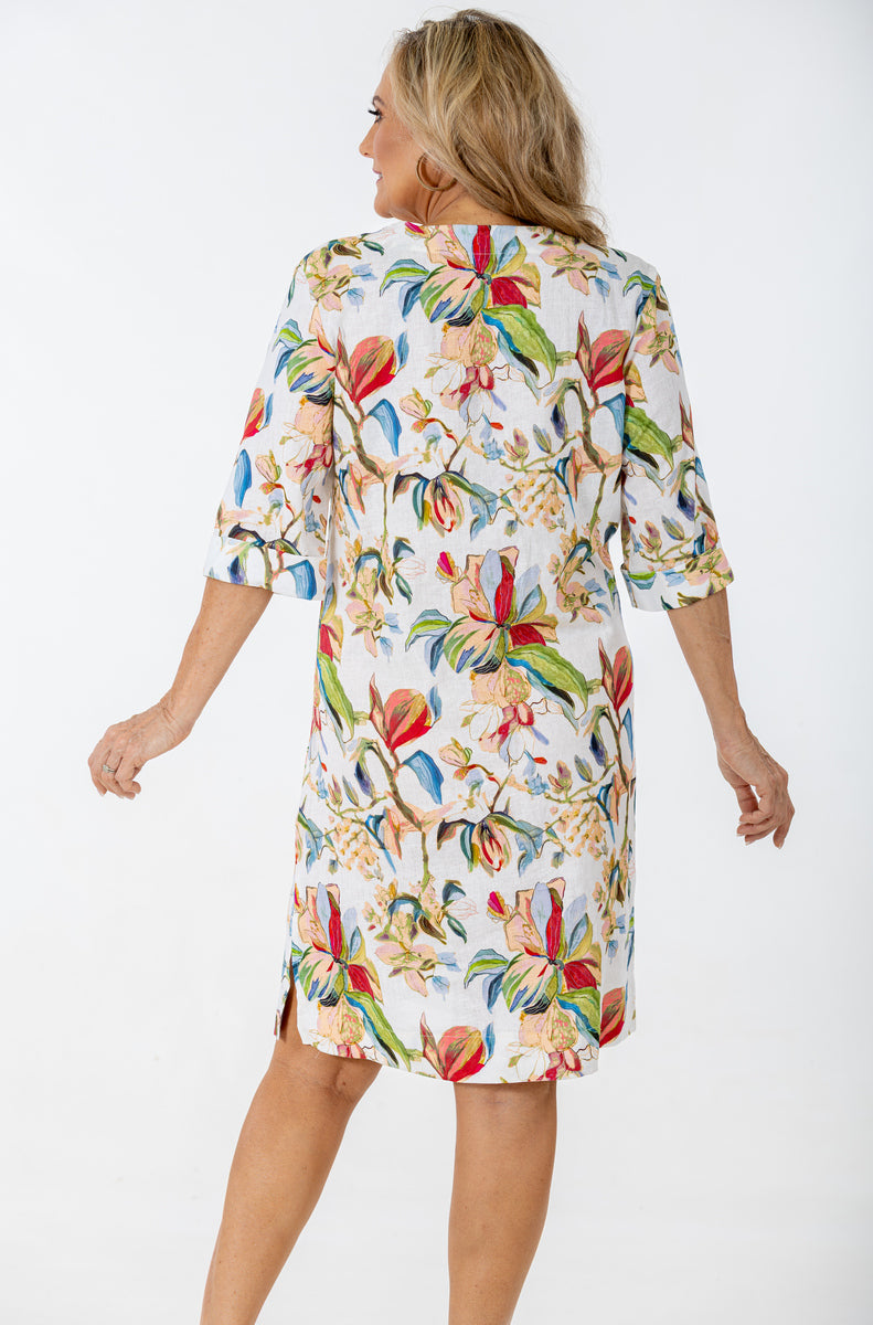 V-Neck 3/4 Sleeve Midi Shift | Antique Lilly