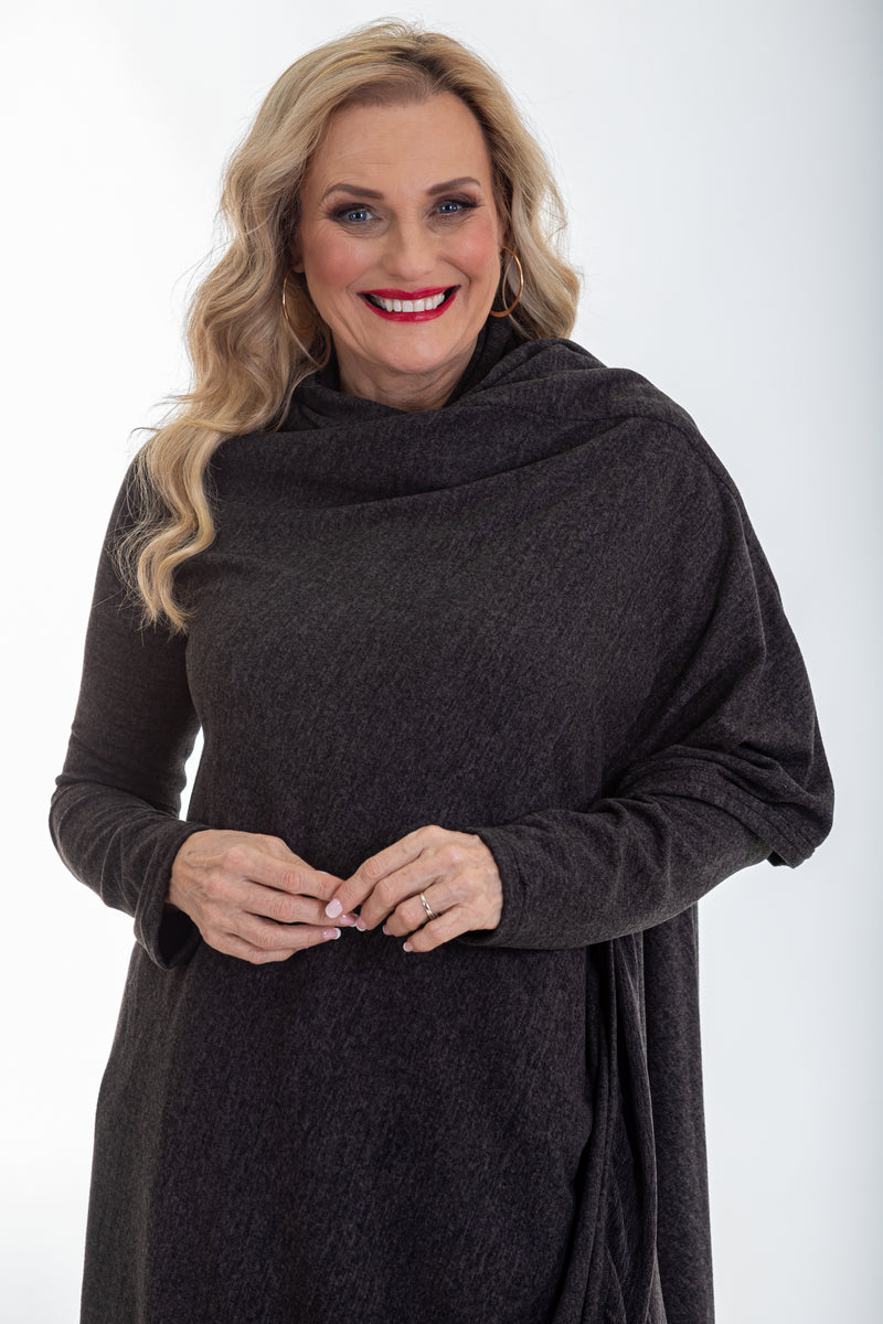 Waterfall Cape Jacket | Charcoal
