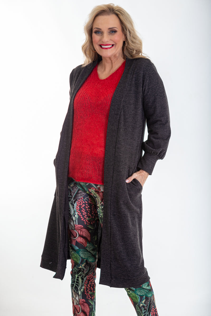 Knit Onset 3/4 Jacket | Charcoal