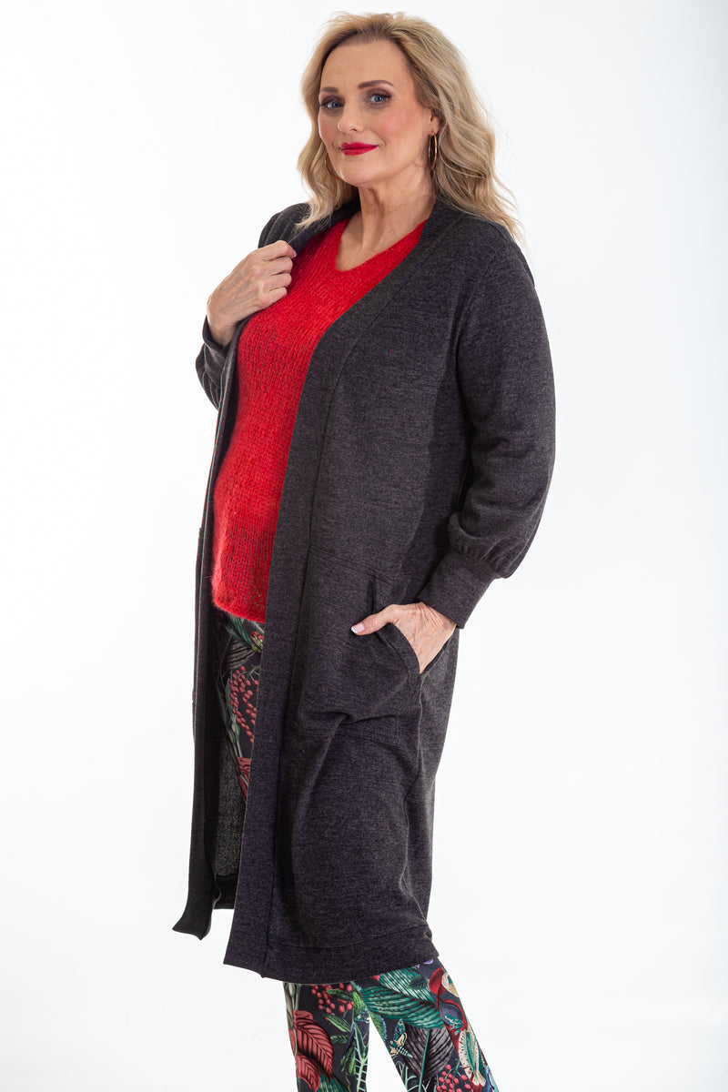 Knit Onset 3/4 Jacket | Charcoal