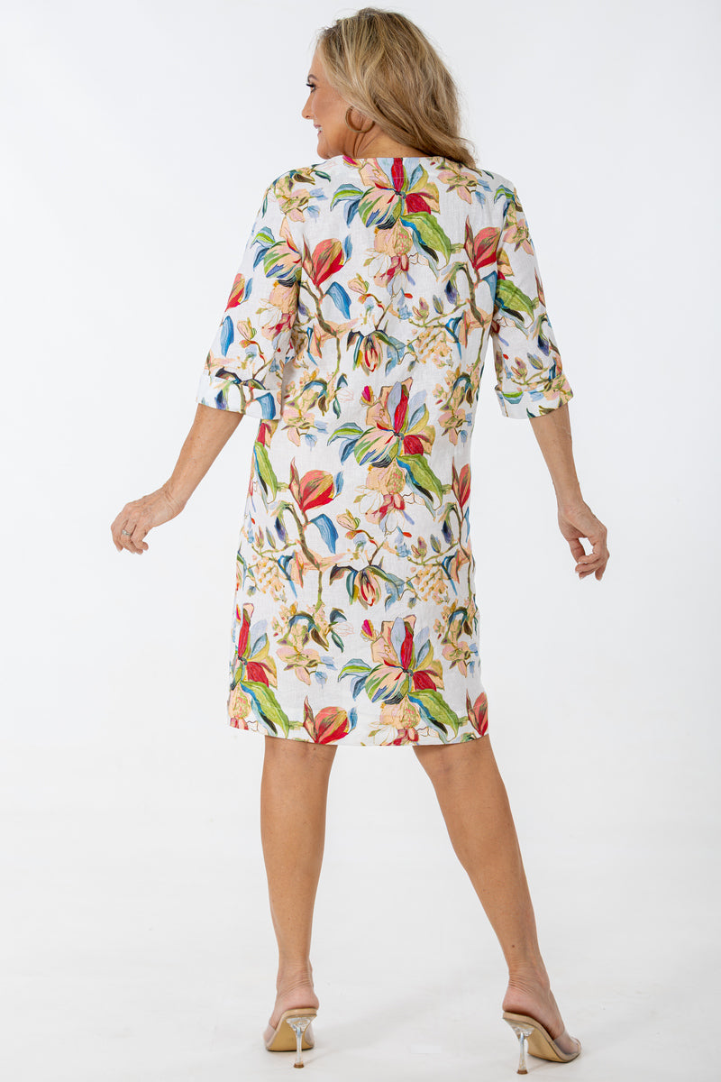 V-Neck 3/4 Sleeve Midi Shift | Antique Lilly