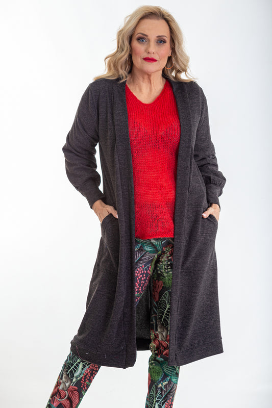Knit Onset 3/4 Jacket | Charcoal